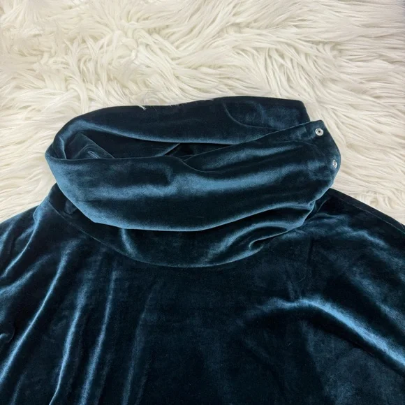 DKNY Teal Velvet Cowl Neck Sweater - Picture 4 of 6